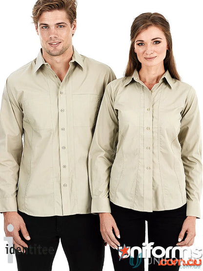 Matching khaki Aston LS Shirts perfect for modern cut work uniforms
