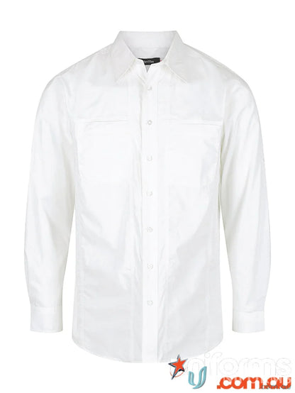 White Aston LS Shirt with modern cut, perfect for work uniforms and office outfits