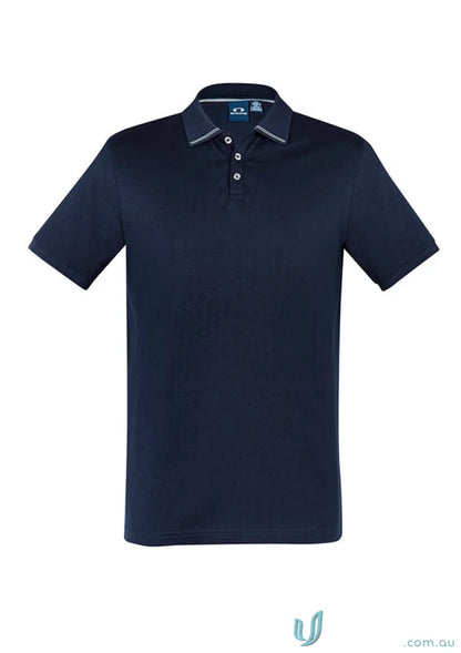 Navy blue Aston Polo from Biz Collection Aston in cotton jersey knit with white trim