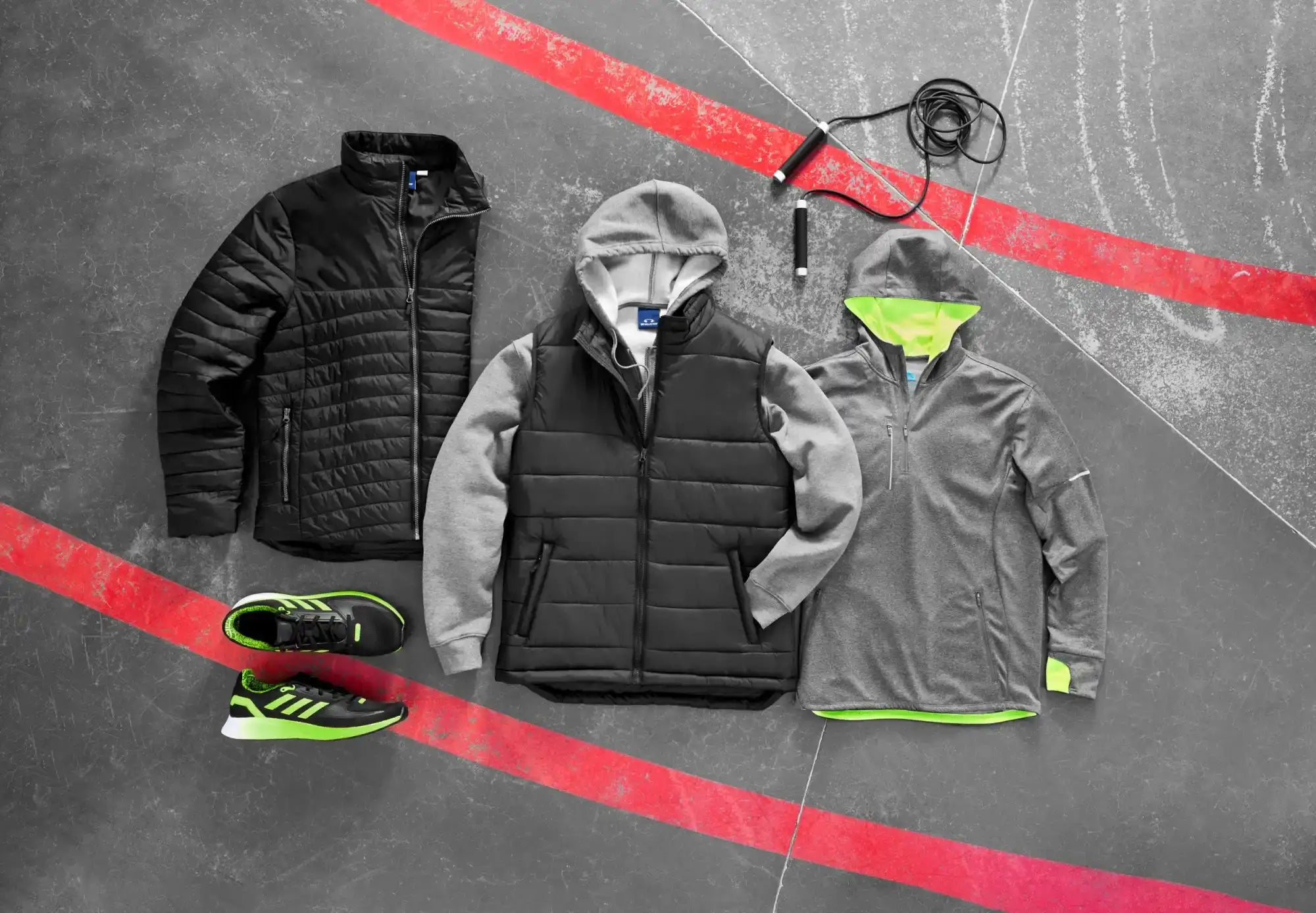 Athletic apparel and accessories.