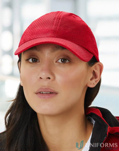 Red athletic mesh cap from Winning Spirit Athletic for ch20 athletic mesh style