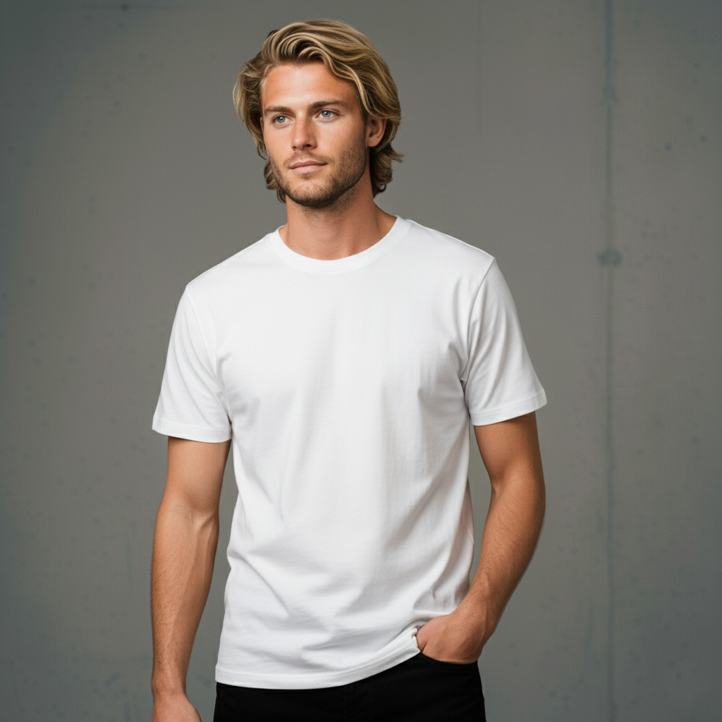 Planett staple tee Atlan DTF mens white crew-neck cotton t-shirt