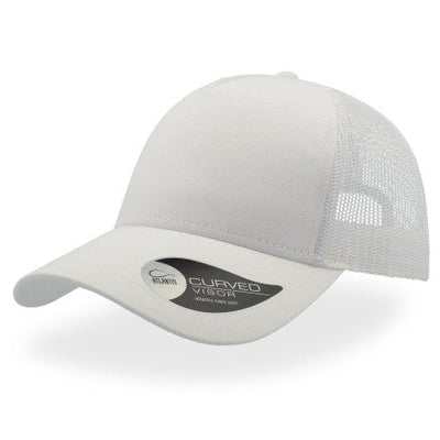 Atlantis trucker cap white curved visor mesh back cotton twill adjustable strap