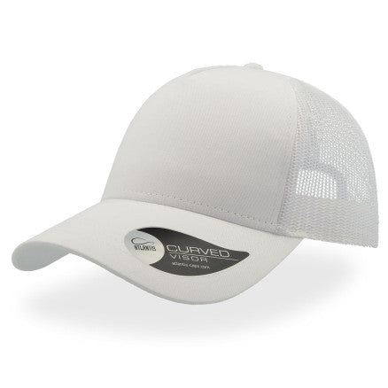 Atlantis trucker cap white curved visor mesh back cotton twill adjustable strap