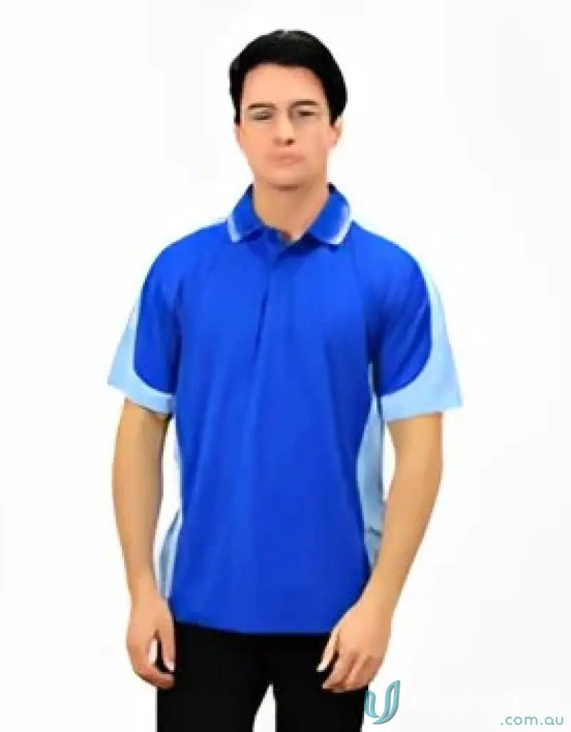 Auburn Polo - Blue Colourways with sewn-on pocket, moisture management tech, digital transfer design