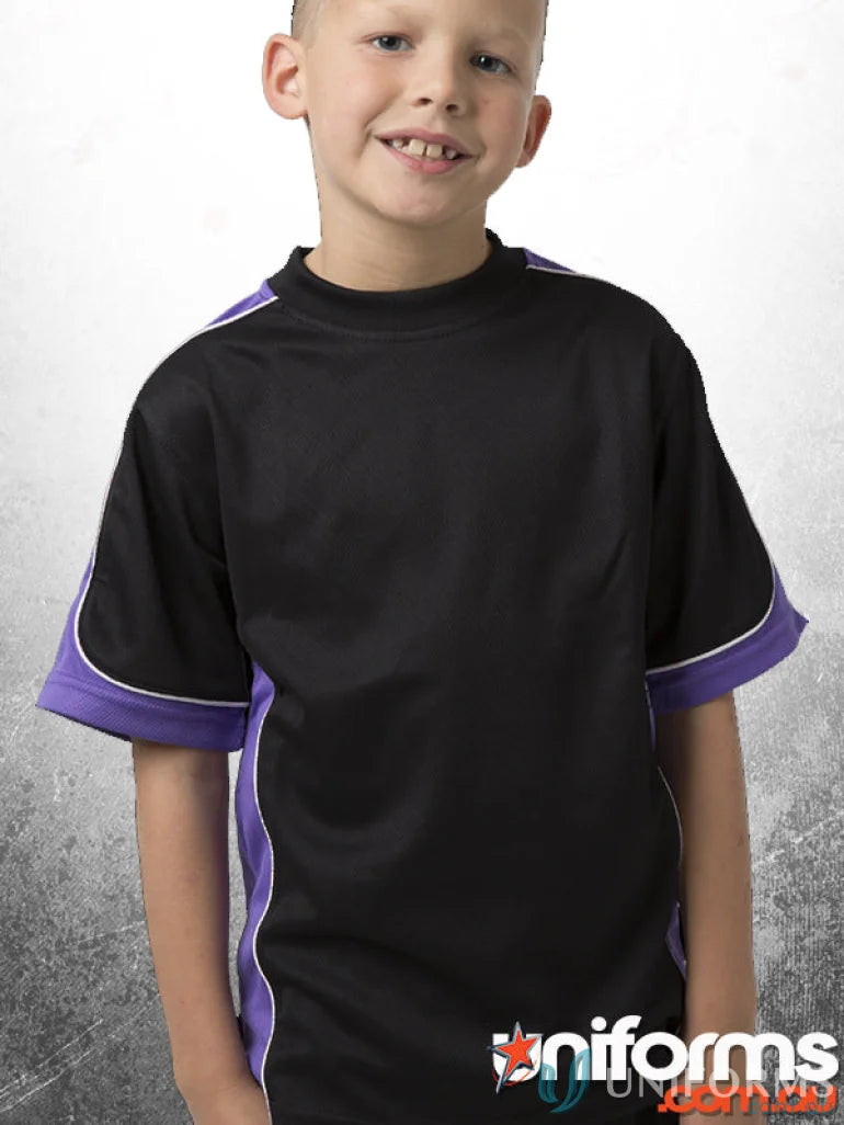 Black and purple Auburn Kids Tee with cooldry moisture management tech bst156k