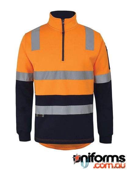 Orange and navy blue hi-vis rail uniform long-sleeved shirt with reflective tape