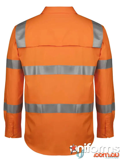 Orange Aust Rail HiVis long-sleeved shirt ideal for work uniforms and sun protection