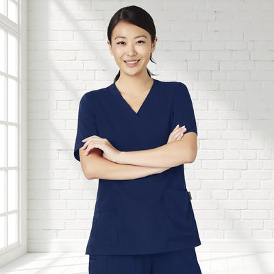 Biz Collection CST941LS Avery Ladies V-Neck Scrub Top in Navy front product image