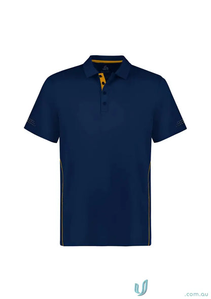 Navy blue Balance Polo with yellow accents for p200ms biz men’s all-day comfort