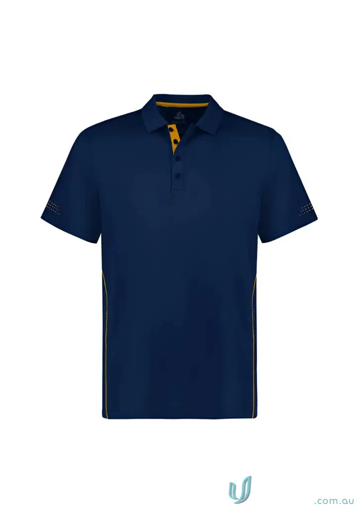 Navy blue Balance Polo with yellow accents for p200ms biz men’s all-day comfort