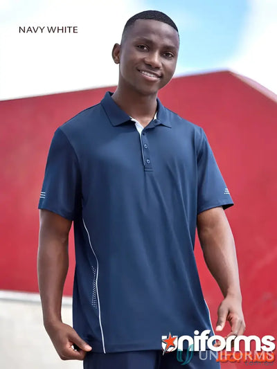 Navy and white Balance Polo shirt perfect for p200ms biz men’s all-day comfort