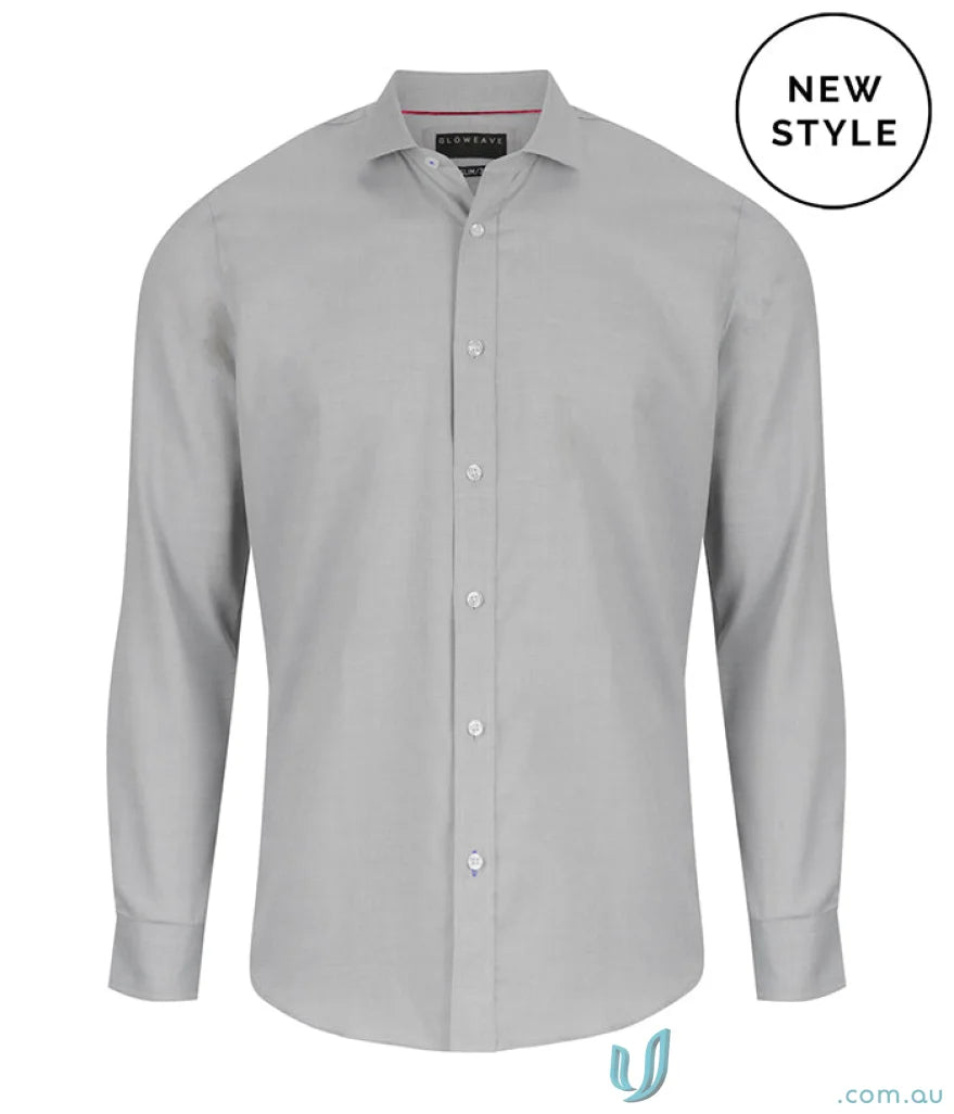Gray long-sleeved Balmoral Royal Oxford Shirt perfect for a classic royal oxford look