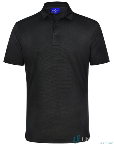 Black short-sleeved Bamboo Charcoal Fabric Corporate Polo shirt for stylish office wear