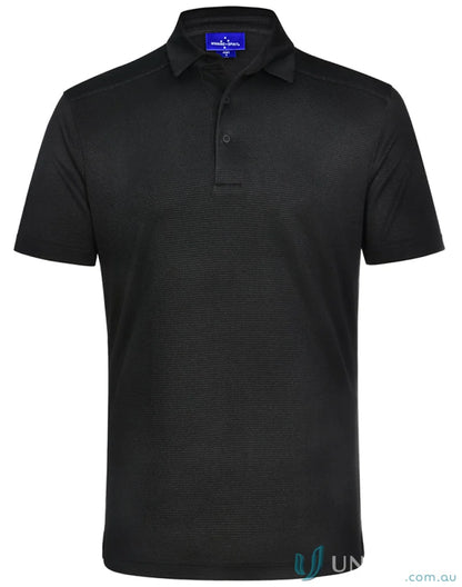 Black short-sleeved Bamboo Charcoal Fabric Corporate Polo shirt for stylish office wear