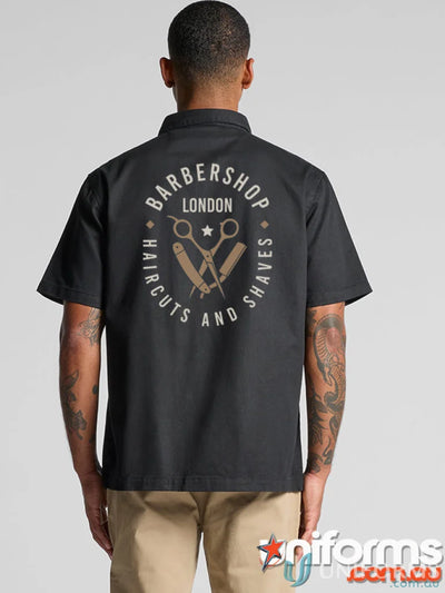 Black Barbers Shirt from Barbers Shirt by [Manufacturer Name], perfect for quality workwear