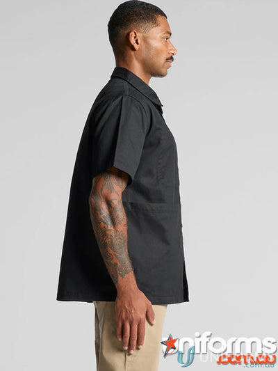 Black short-sleeved Barbers Shirt from Quality Workwear by [Manufacturer Name]