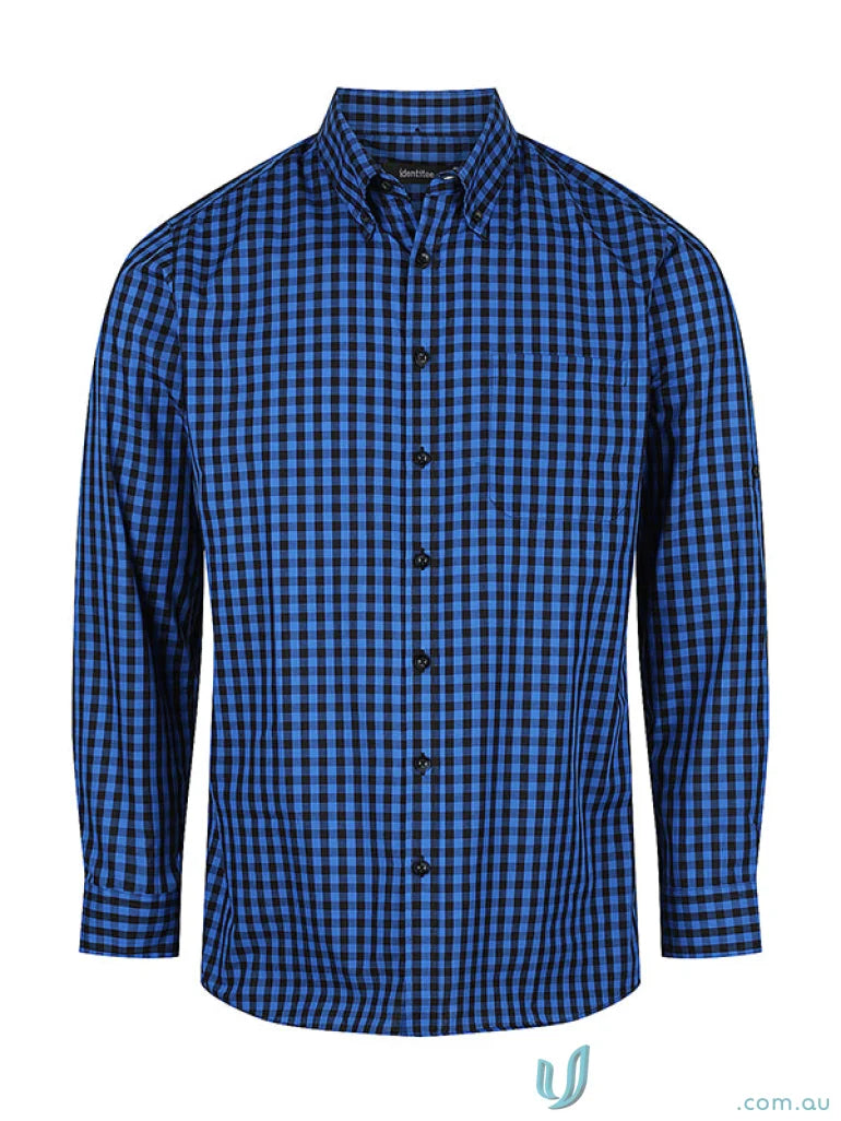 Blue and black checkered Barrett Long Sleeve Shirt perfect for casual outfit styles