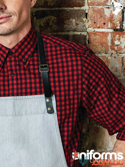 Red and black checkered Barrett Long Sleeve Shirt with apron, perfect long sleeve shirt option