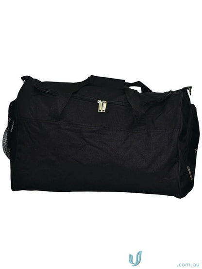 Black duffel bag from Winning Spirit Basic Sports featuring b2000 Basic Sports and detachable shoulder strap
