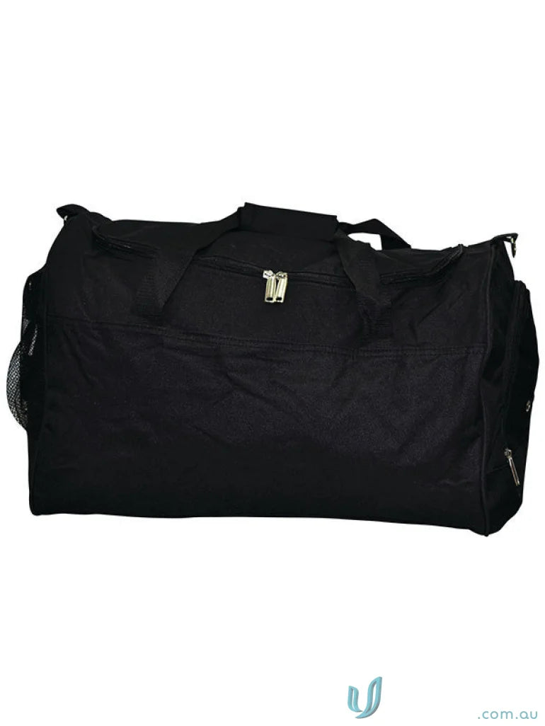 Black duffel bag from Winning Spirit Basic Sports featuring b2000 Basic Sports and detachable shoulder strap