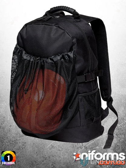 Black Basket Backpack with mesh pocket, perfect for heavy-duty bag orders