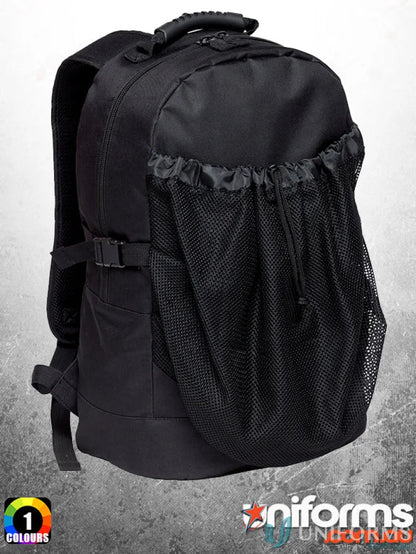 Black Basket Backpack with mesh pocket for heavy duty bag orders requiring durability