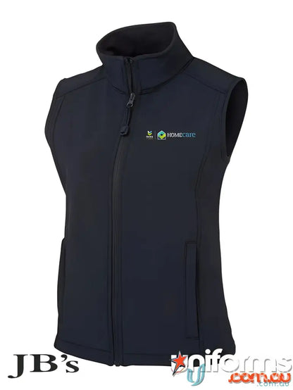 Black softshell vest with technology icon from Basscare Ladies Vest uniform collection