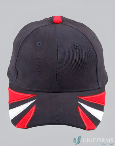 Black Bathurst Cap with red and white accents, perfect for spider cap uniforms