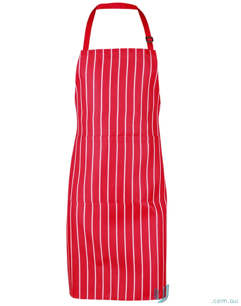 Red and white stripe apron with adjustable neck strap from Winning Spirit Bib collection