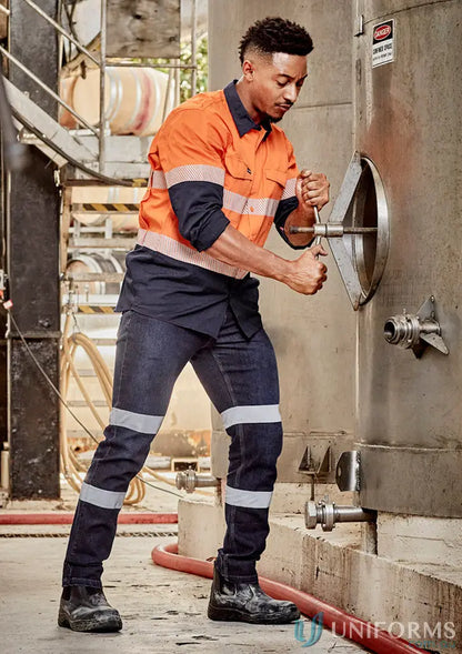 Man in Bio Motion Taped Stretch Jean workwear jeans with reflective strips