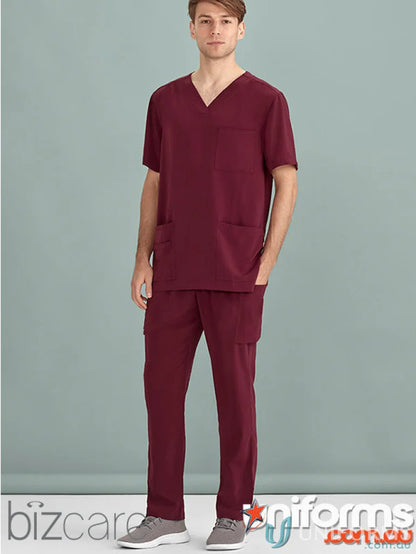 Maroon Biz Avery Straight Leg Scrub Pant for Men’s Biz Care casual workwear