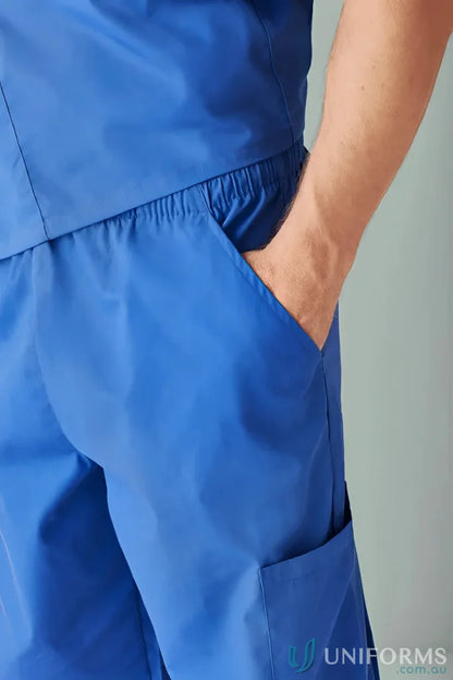 Blue Biz Classic Scrub Pant with hand in pocket from h10610 Biz Collection, unisex cargo scrub