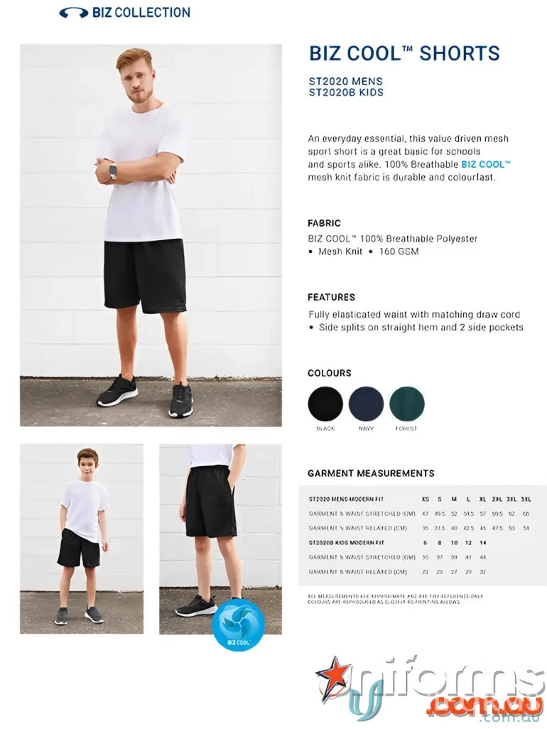 Biz Collection Men’s Biz Cool™ Short mesh shorts perfect for staying cool and stylish