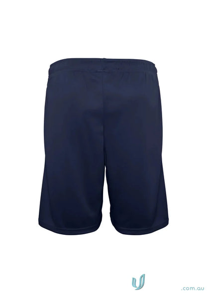 Kids stay comfortable in navy blue Biz Collection Kids Bizcool Shorts made of breathable polyester mesh