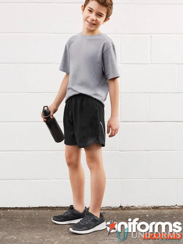 Boy’s athletic outfit from Biz Collection Kids Tactic Shorts with no-twist elastic waist