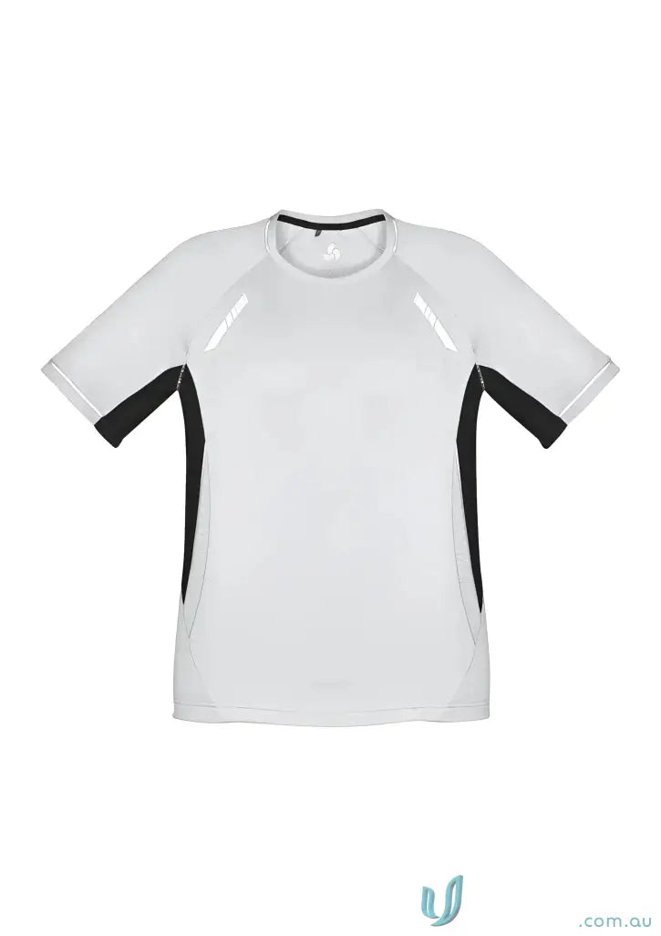 White and black athletic T-shirt from Biz Collection Renegade, perfect for renegade short sleeve style