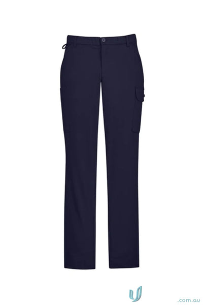 Navy blue Biz Comfort Waist Cargo Pant with drawstring waist for healthcare workers