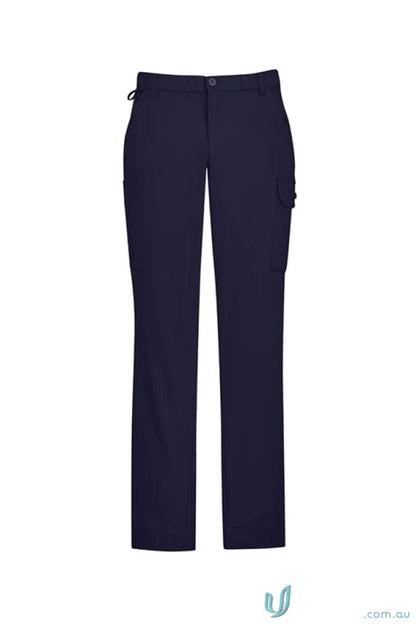 Navy blue Biz Comfort Waist Cargo Pant with drawstring waist for healthcare workers