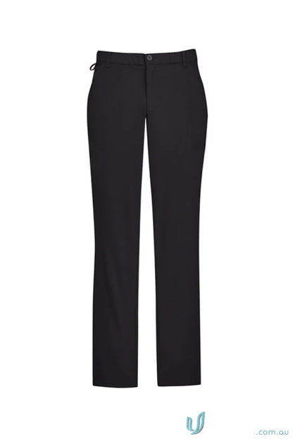 Black straight-leg Biz Comfort Waist Flat Front Pant with single-button closure, cl958ml
