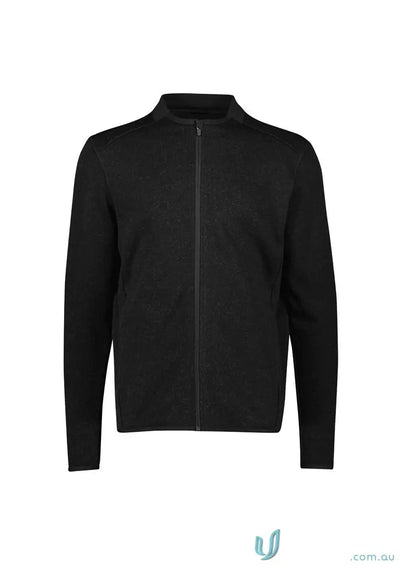 Men’s Nova Zip black full-zip cardigan with stand collar, perfect winter workwear piece