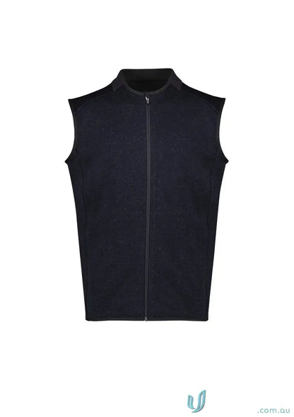 Dark blue men’s nova zip vest with stand collar, modern style for Biz Mens Nova