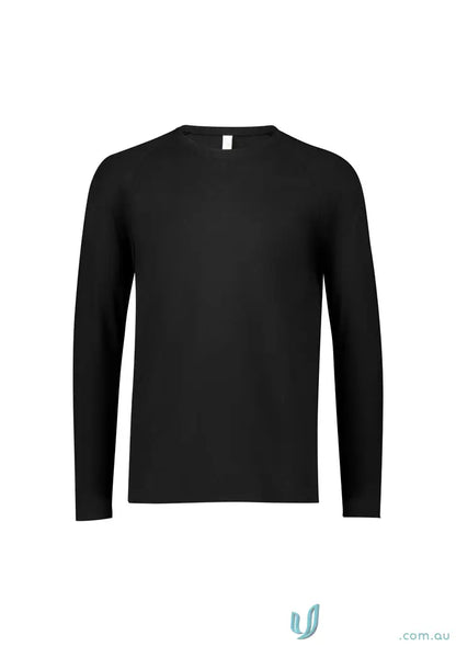 Black long-sleeve Biz Mens Performance LS Tee, the ultimate long sleeve workwear uniform