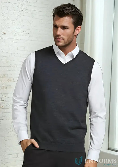 Men’s dark gray Milano Knit Vest from Biz Collection Milano with merino wool fabric