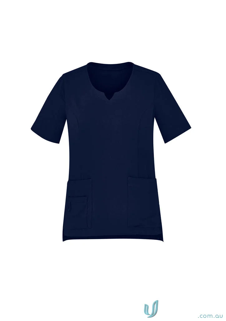 Navy blue Bizcare Avery Round Neck Scrub Top for women, comfy and stylish