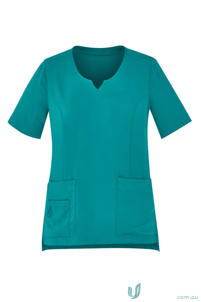 Teal Bizcare Avery Round Neck Scrub Top for women listed as women’s Avery Round