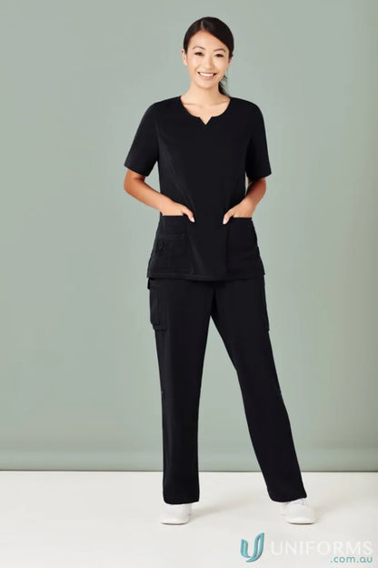 Black medical scrubs Bizcare Avery Straight Leg Scrub Pant CSP944LL for comfort