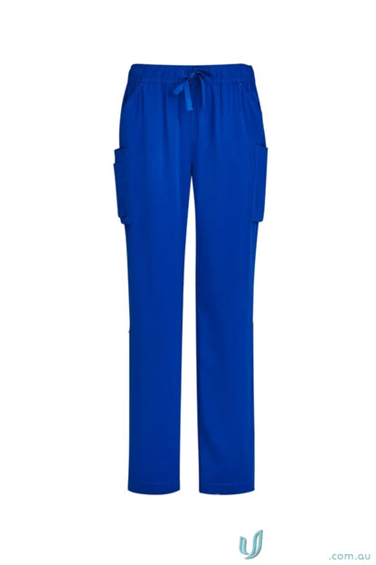 Blue drawstring cargo pants from Bizcare Avery Straight leg scrub pant CSP944LL