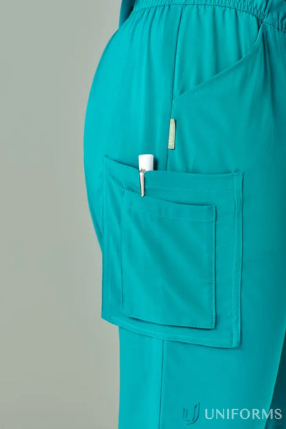 Teal Bizcare Avery Straight Leg Scrub Pant with a pocket, CSP944LL style