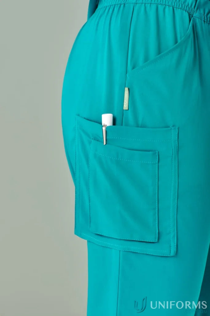 Teal Bizcare Avery Straight Leg Scrub Pant with a pocket, CSP944LL style